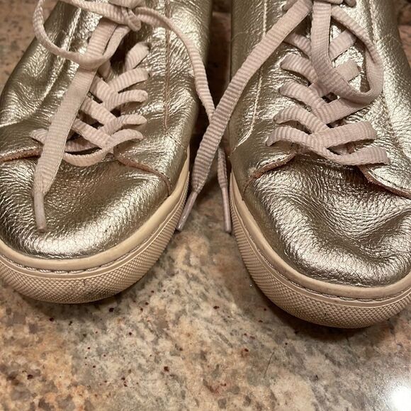 Soludos woman’s gold sparkly tennis shoes - Picture 3 of 14